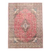 Tapis persan vintage en laine noué main, rouge, motifs floraux, 291x384 cm