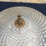 Vintage glass and brass ceiling light.