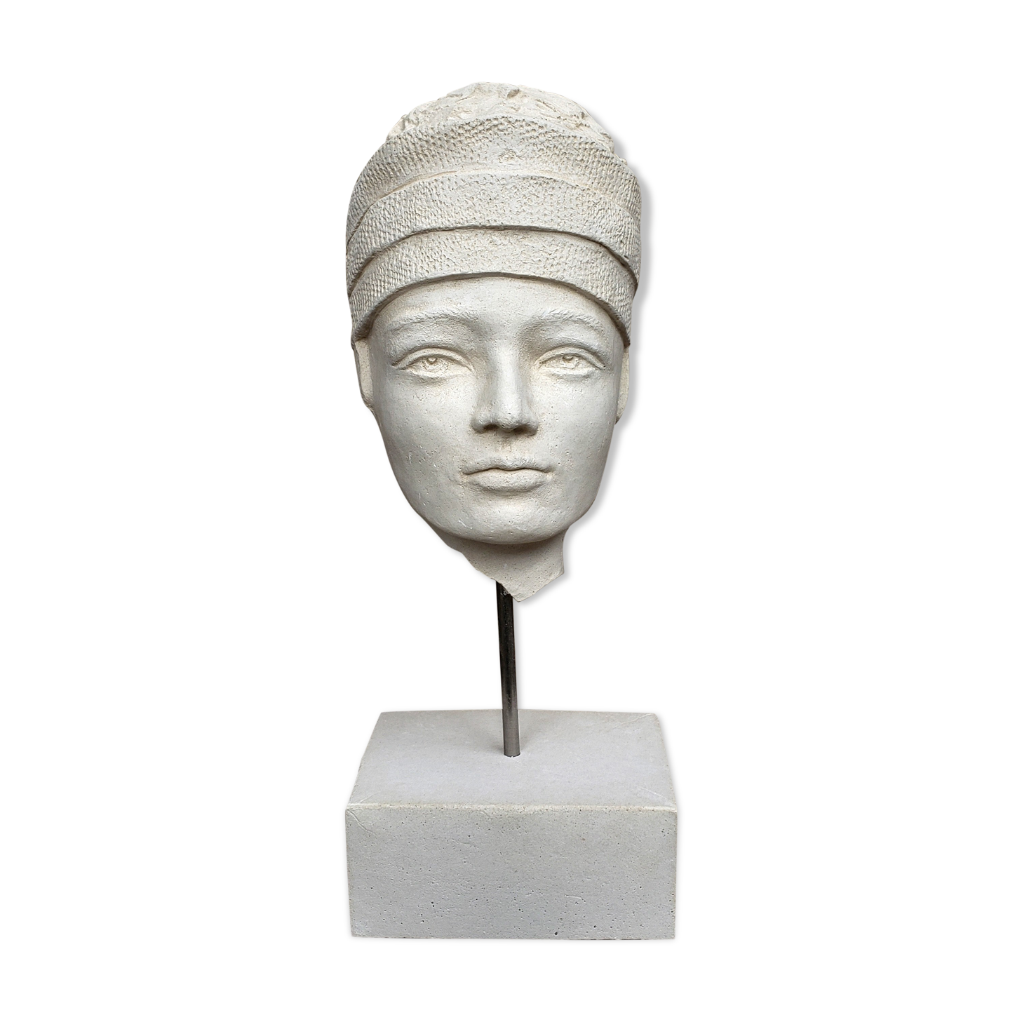 Young girl's head in plaster