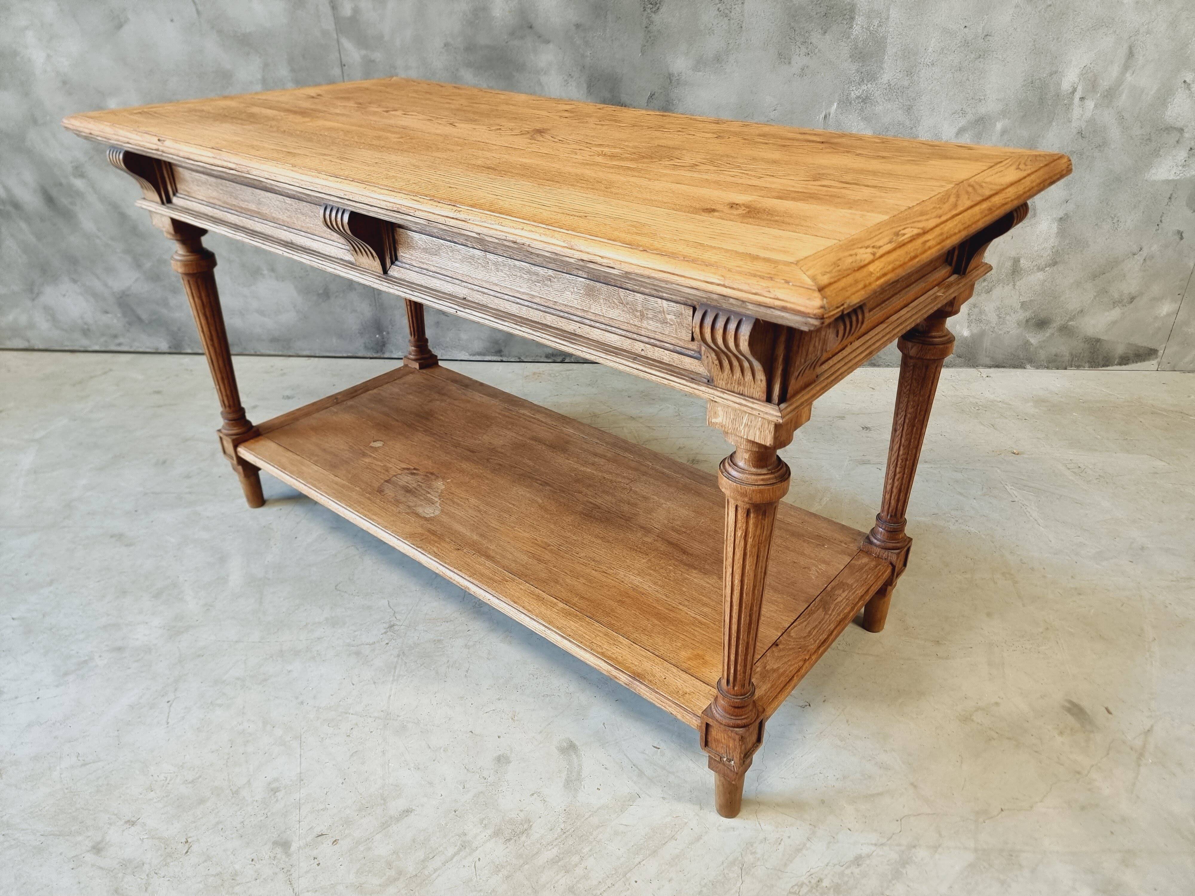 Antique drapers table side table kitchen island oak