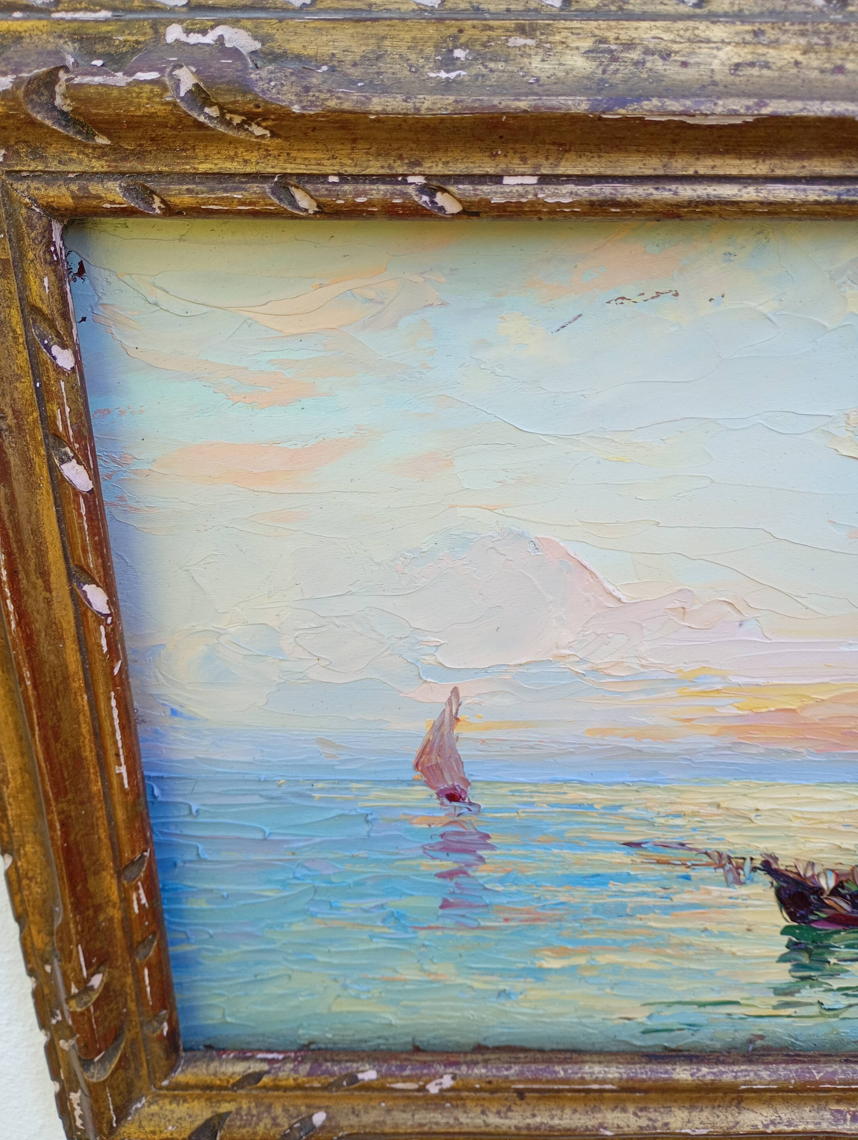 Marine italienne – Huile sur panneau signée Italo Giordani