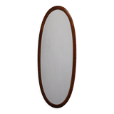 Miroir ovale Art déco en placage de chêne et cadre en pin, Tchécoslovaquie années 1940