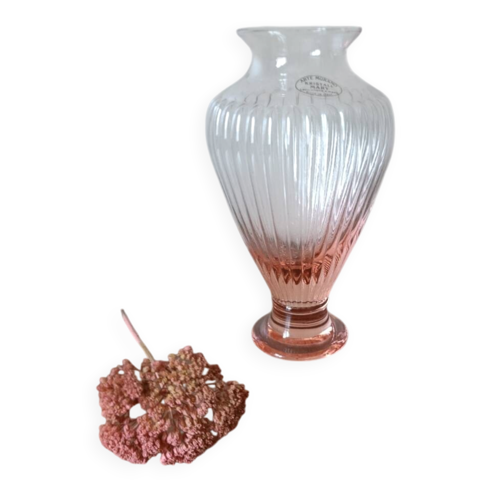 Murano pink gadrooned vase | Kristall Mary workshop - Italy |