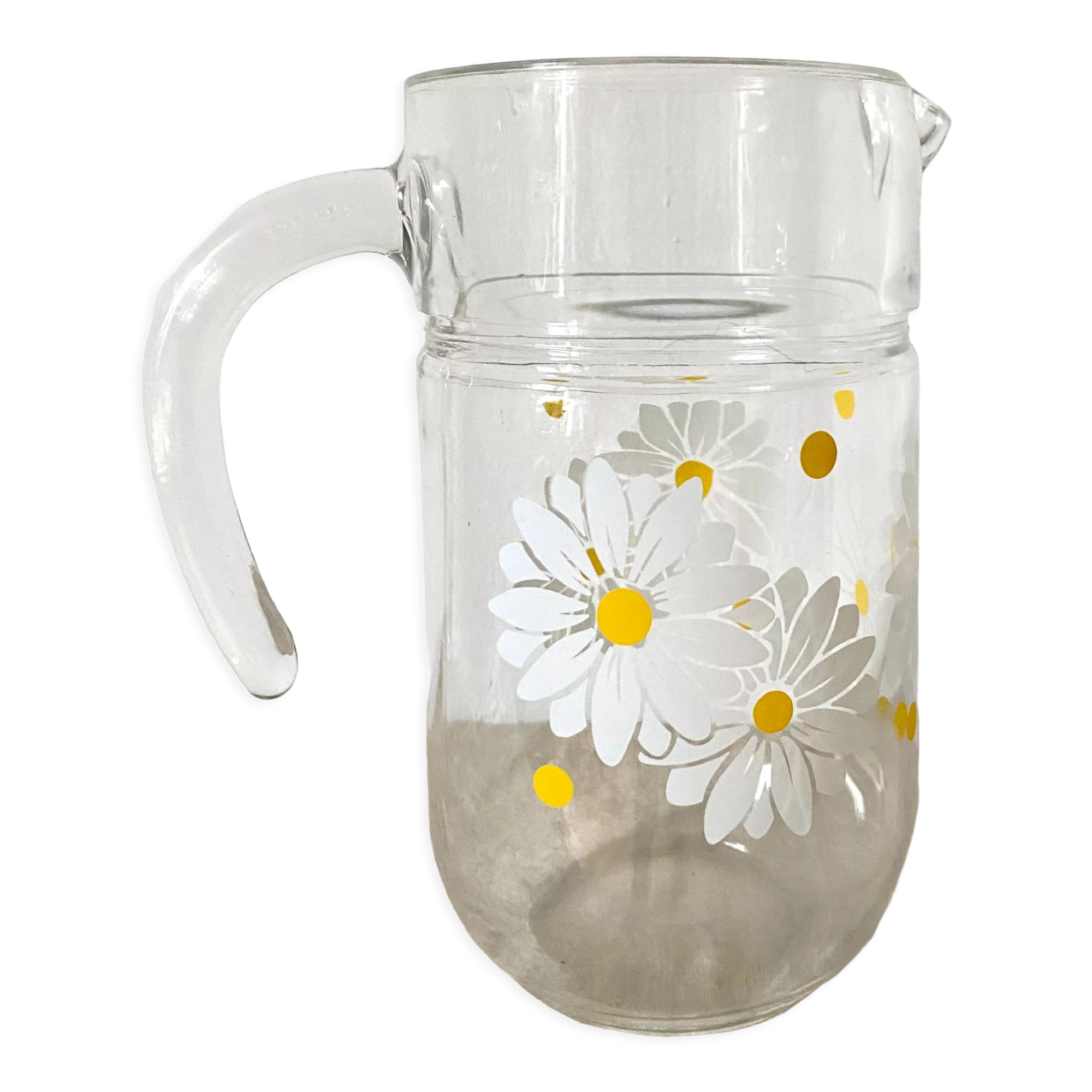 Vintage Glass Pitcher Marguerites