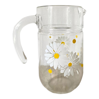 Pichet en verre vintage Marguerites