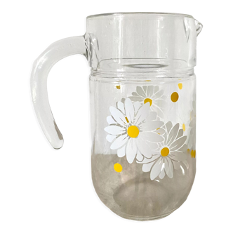 Vintage glass pitcher Marguerites