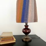 Table lamp vintage bohemian 70s wool lampshade