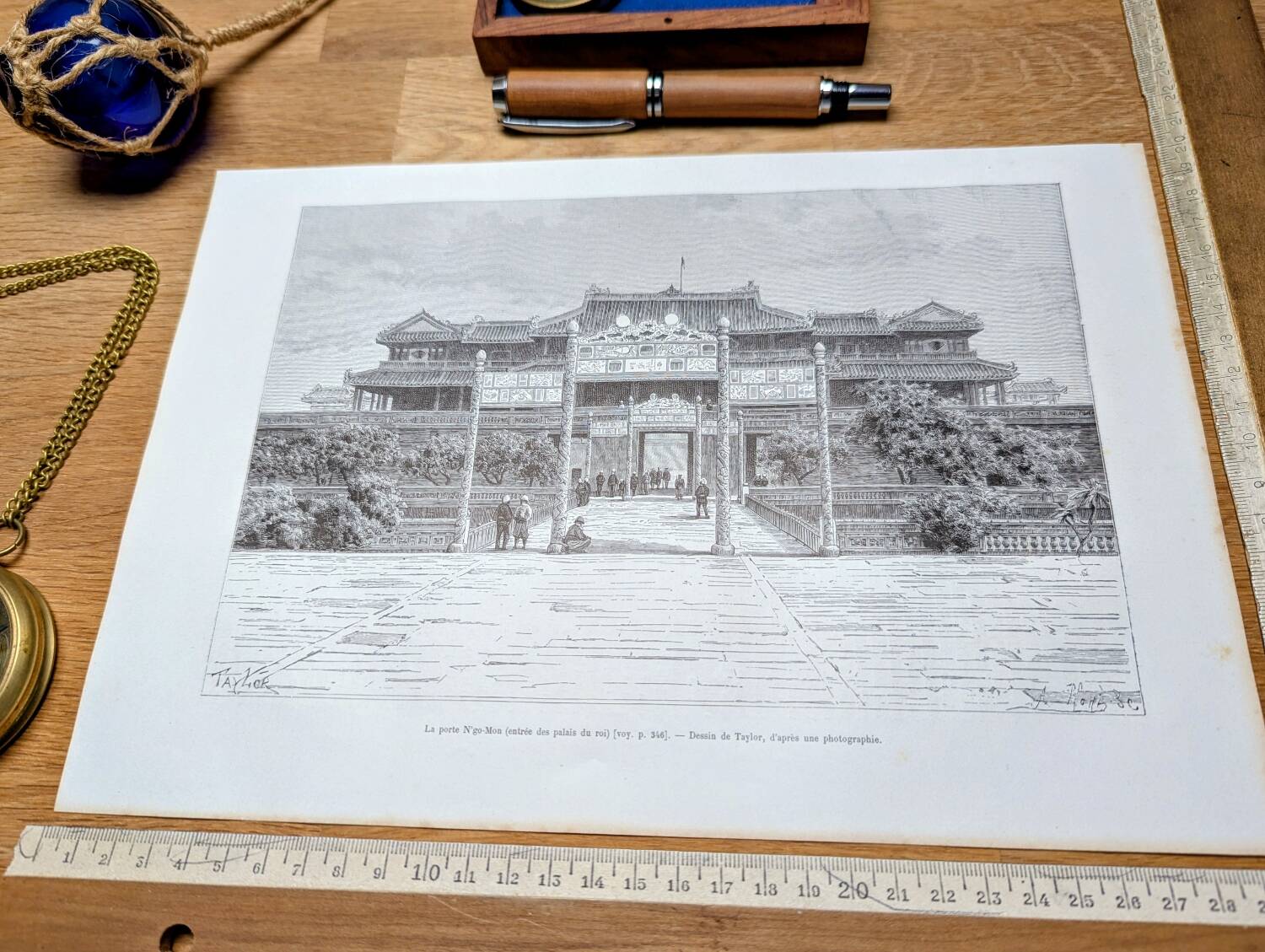 Printed in 1891, N'go Mon Gate, Hue, Vietnam.