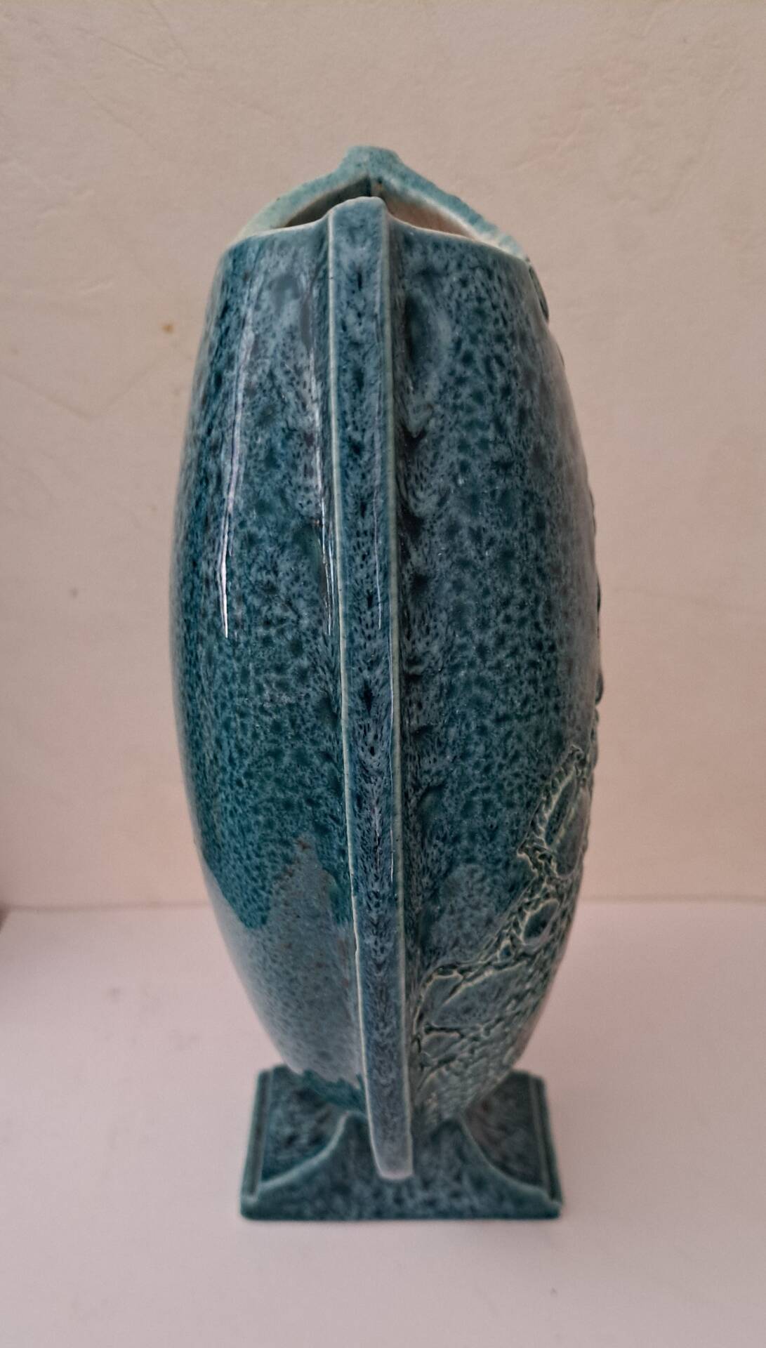 Turquoise vase signed Delmotte