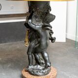 Guéridon en bronze et marbre, Psyché et Cupidon, Auguste Moreau (1834-1917)