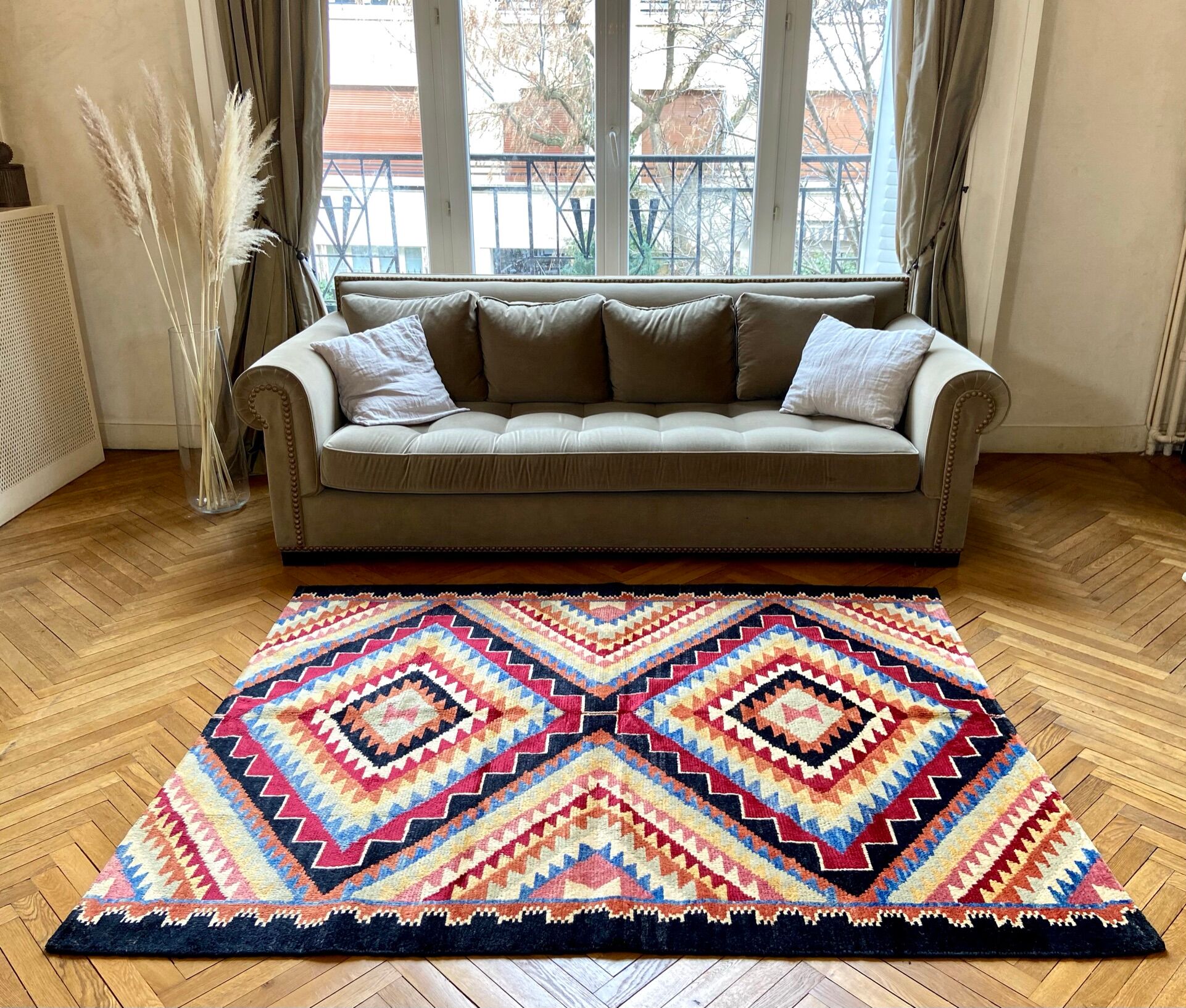 Multicolored kilim carpet
