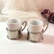 Set two porcelain cups and silver metal support