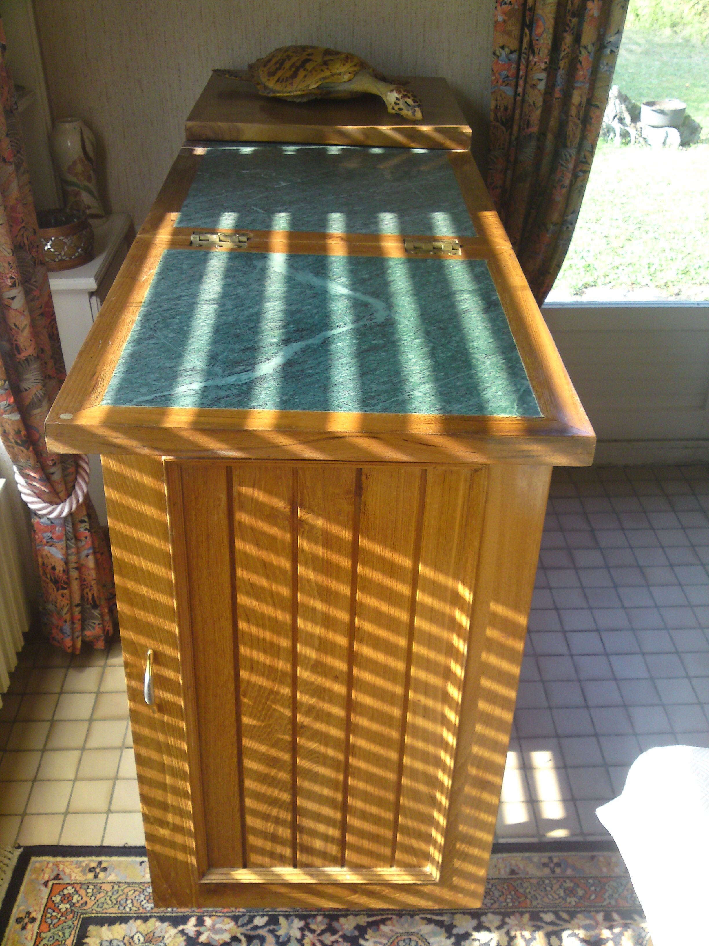 Teak countertop bar furniture and green marble