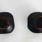 Pair of Vallauris fat lava blue egg cups from the 50s/60s