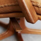 Berg Furniture Teak&Leather swivel Highback Lounge Chair