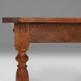 French rustic solid oak dining table 1930