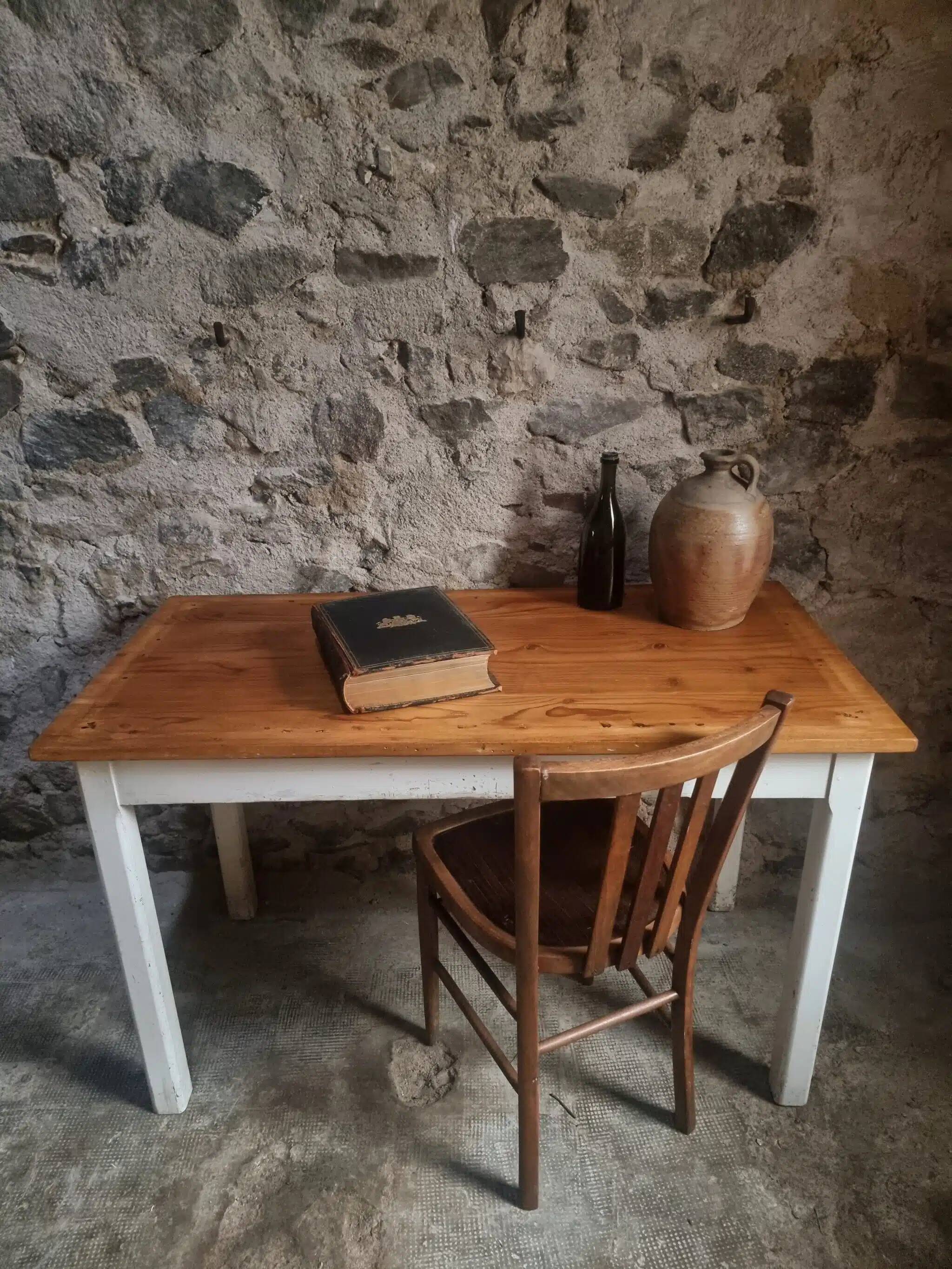 Vintage French farmhouse table, 1950s.