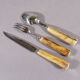 Vintage stainless steel and horn table service for 6 people, Germany 1950s.
