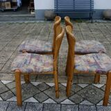 Set of 4 vintage swedish solid pine chairs 1960