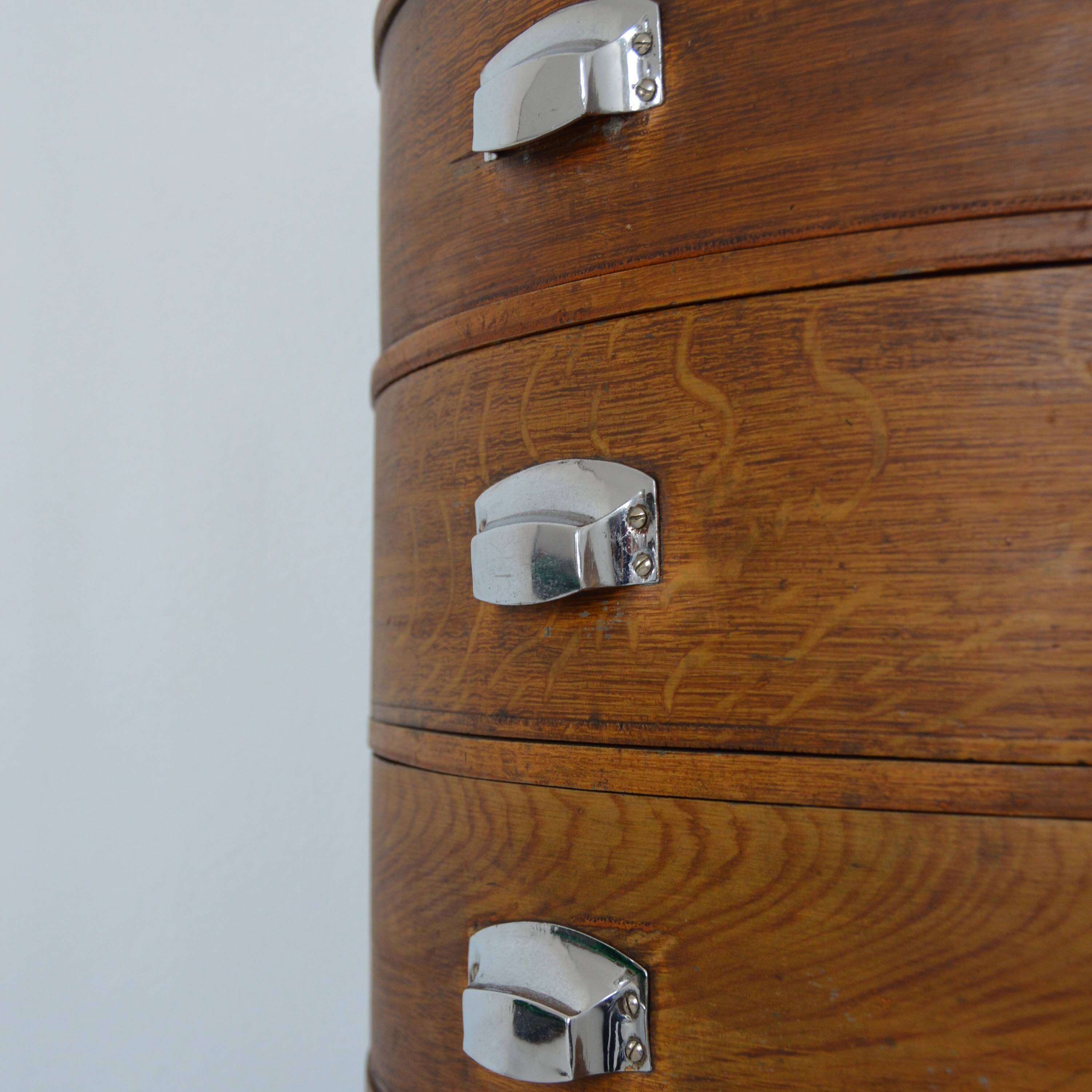 Vintage 1930s Art Deco Corner Bedside Table / Side Table