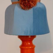 Orange and blue ceramic table lamp with velvet, Italy, 1960s