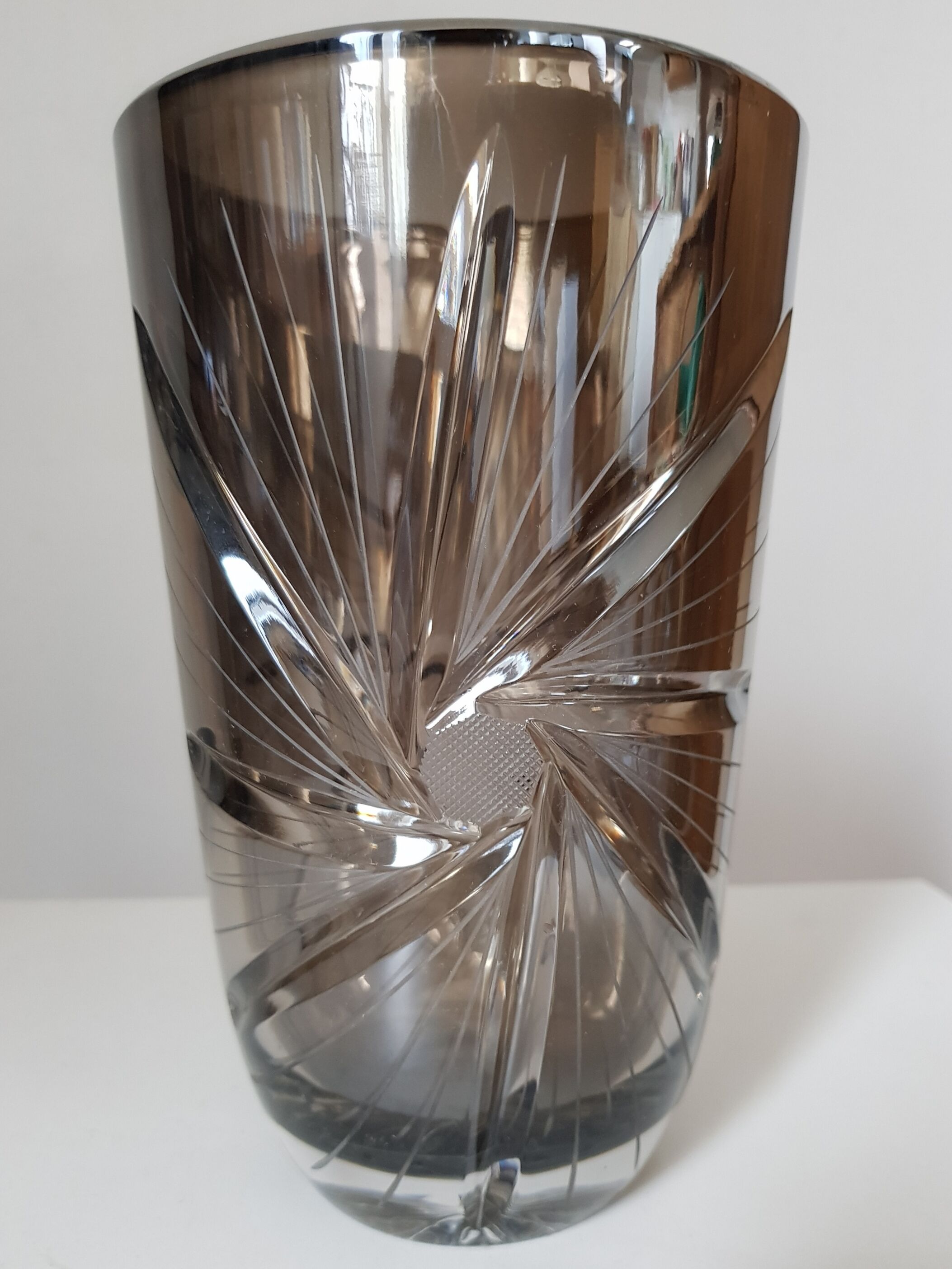 Silver grey crystal vase