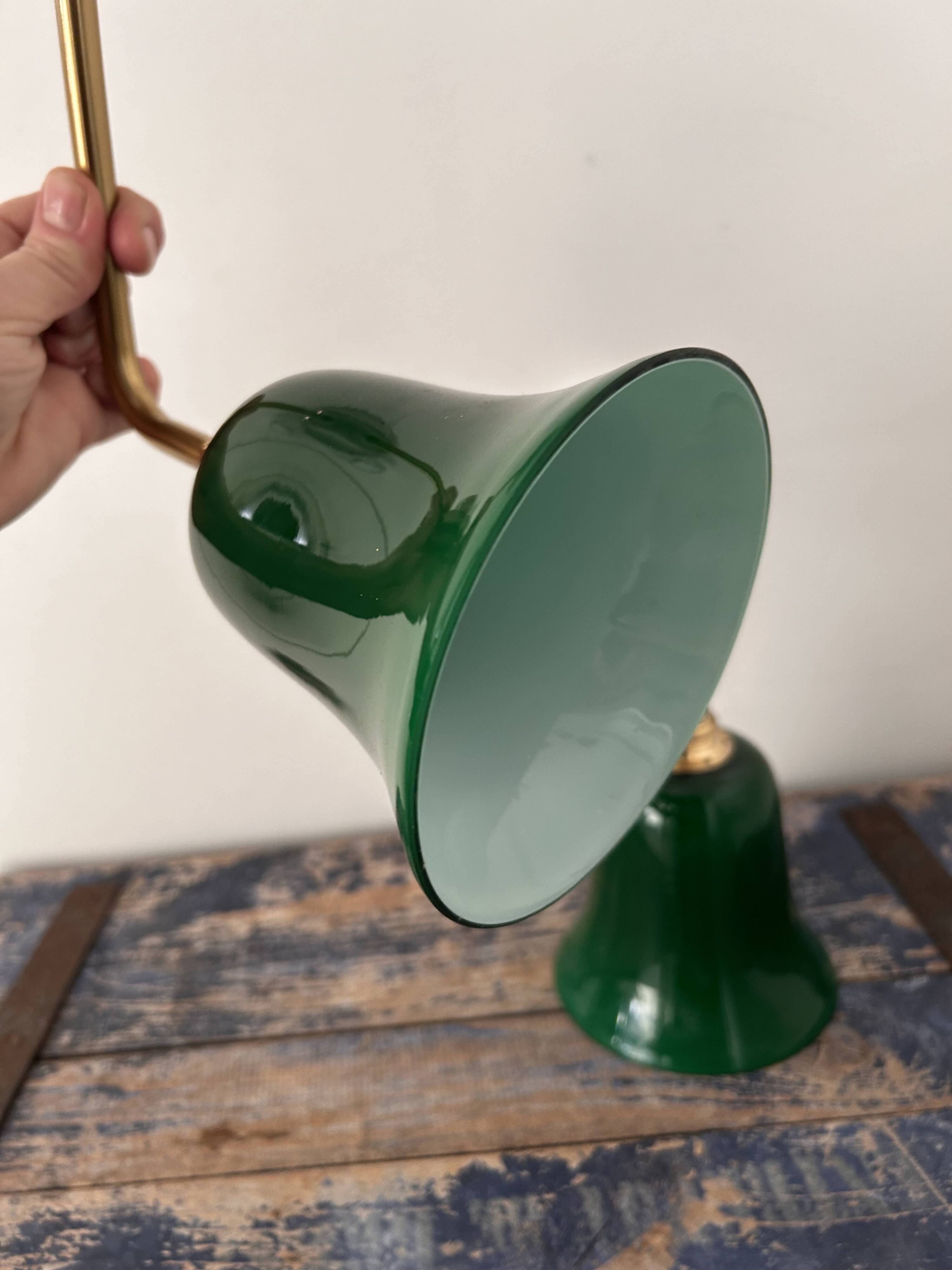 Pair of green opaline wall lights