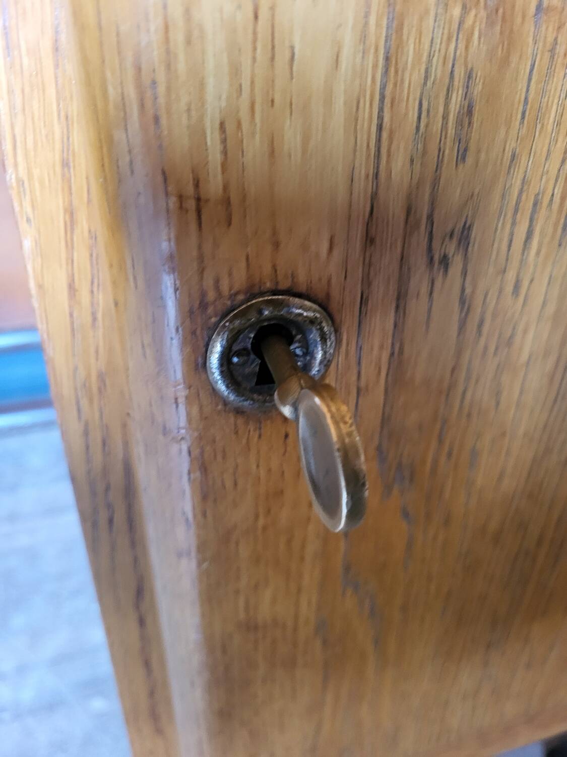 Vintage schoolmaster desk from the 1950s
