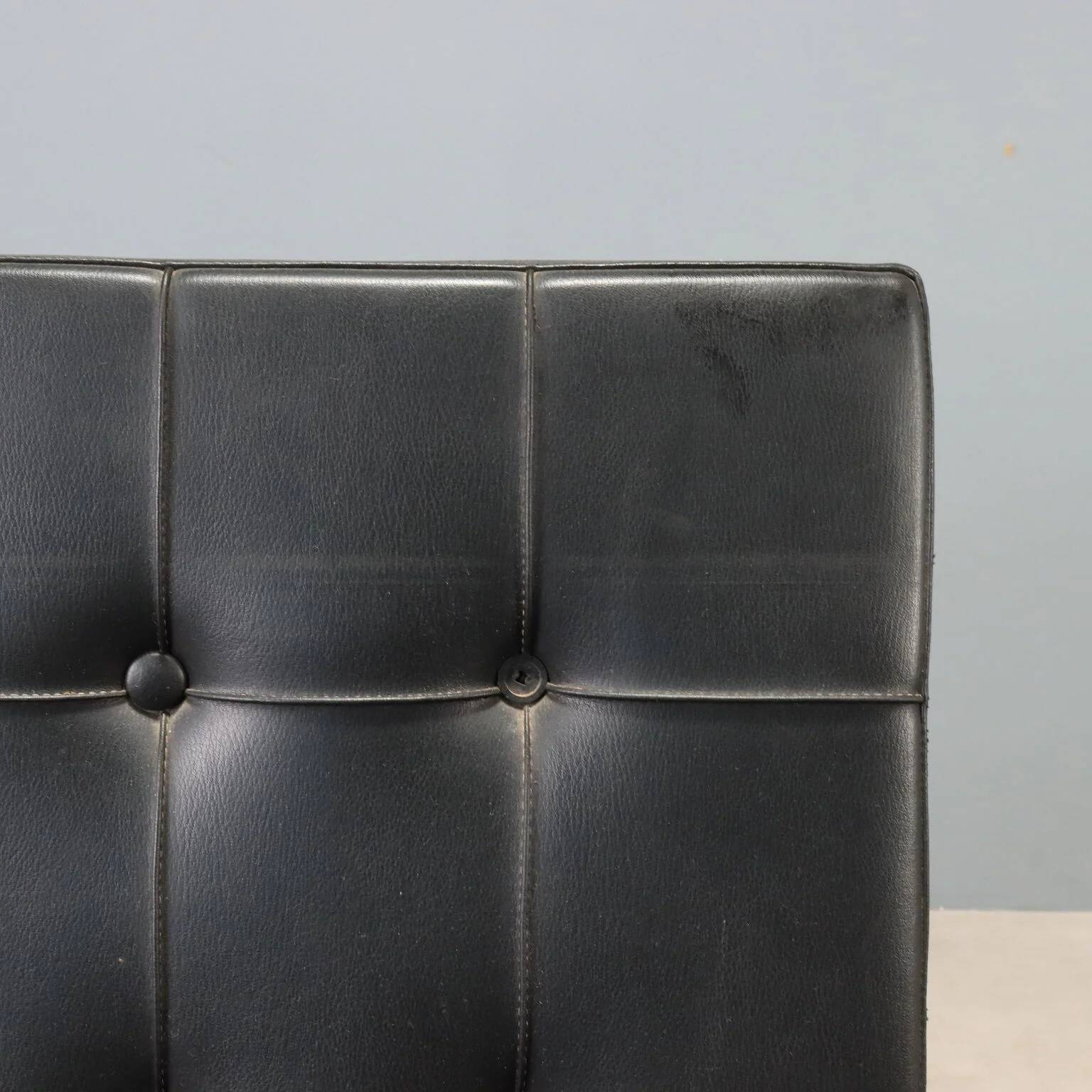 Vintage armchair in metal and black faux leather, Italian design from the 1970s.