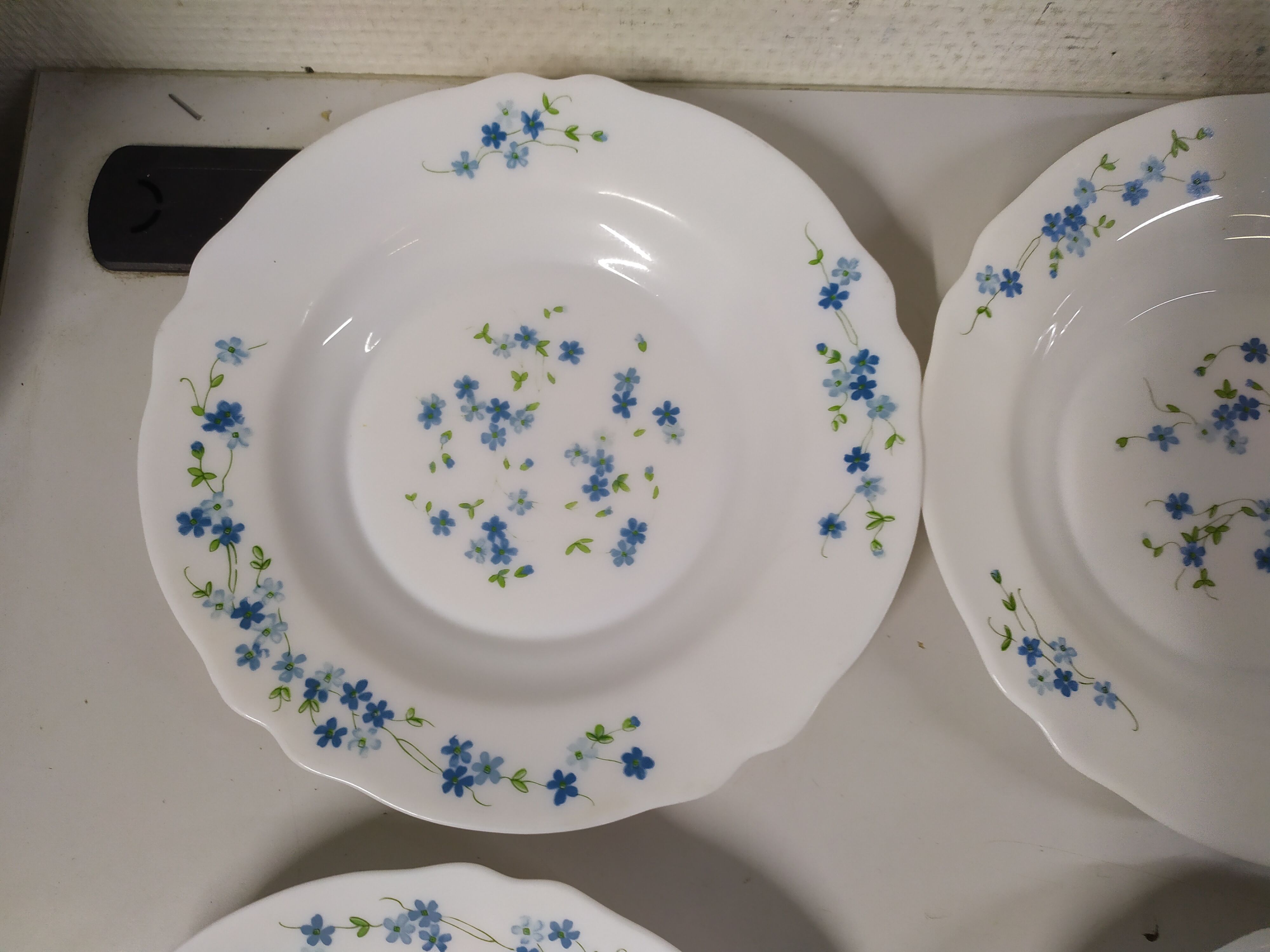 Set de 6 assiettes creuse  Arcopal Véronica myosotis fleur bleu vintage