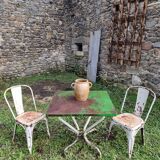 Vintage French Garden Set - Iron Table and 2 Chairs, 1950s