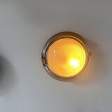 Pair of vintage wall lights, chrome and honeycomb sandblasted glass, Italy 1980