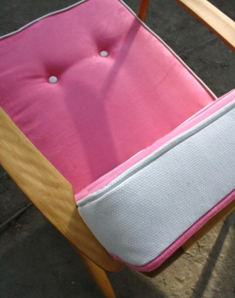 Fauteuil scandinave vintage rose