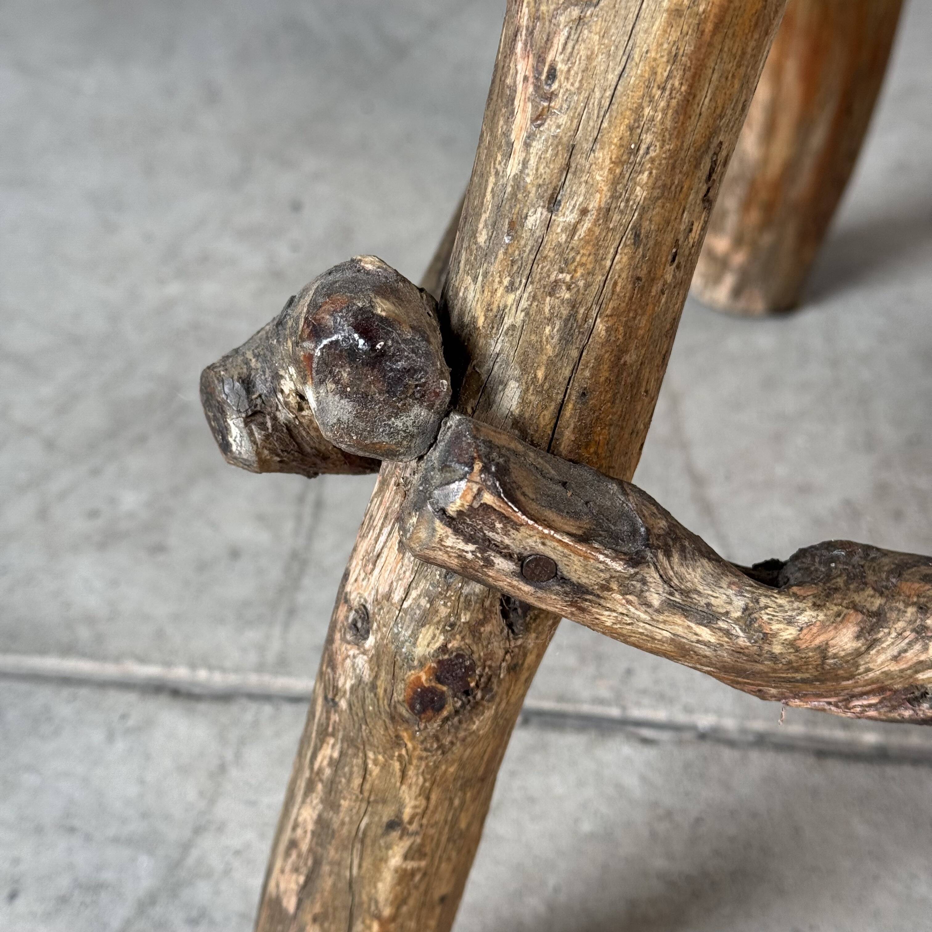 Late 19th Century Rustic Alpine Stool from Valle d'Aosta, Italy