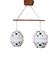 Vintage 1960s Czech Double Pendant Light with Black & White Opaline Glass