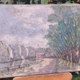 Mid 20th Century Landscape Oil Painting of Crater Lake