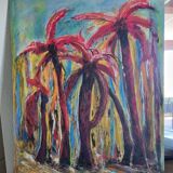 Abstract palm oil painting signed