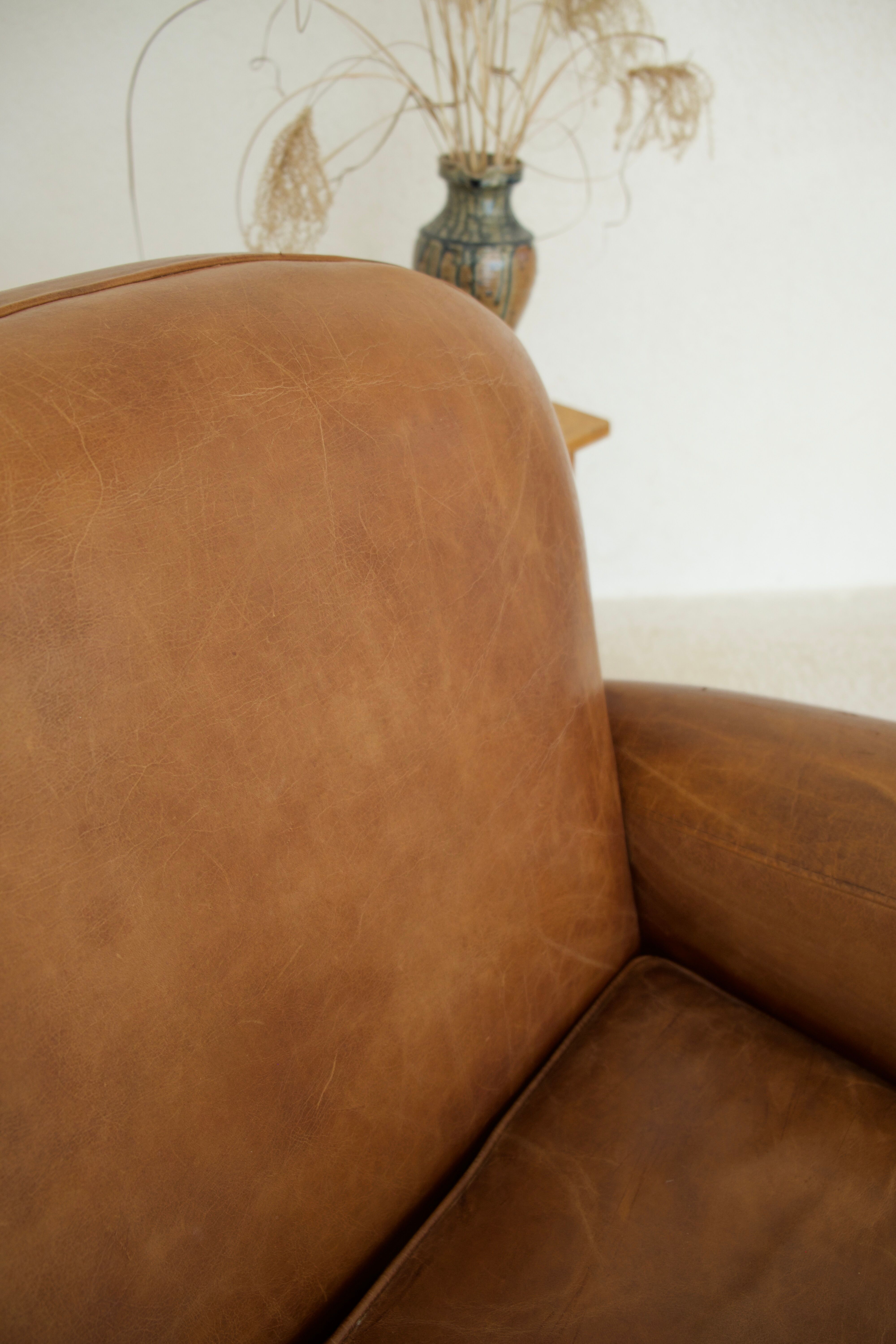 Old leather club sofa