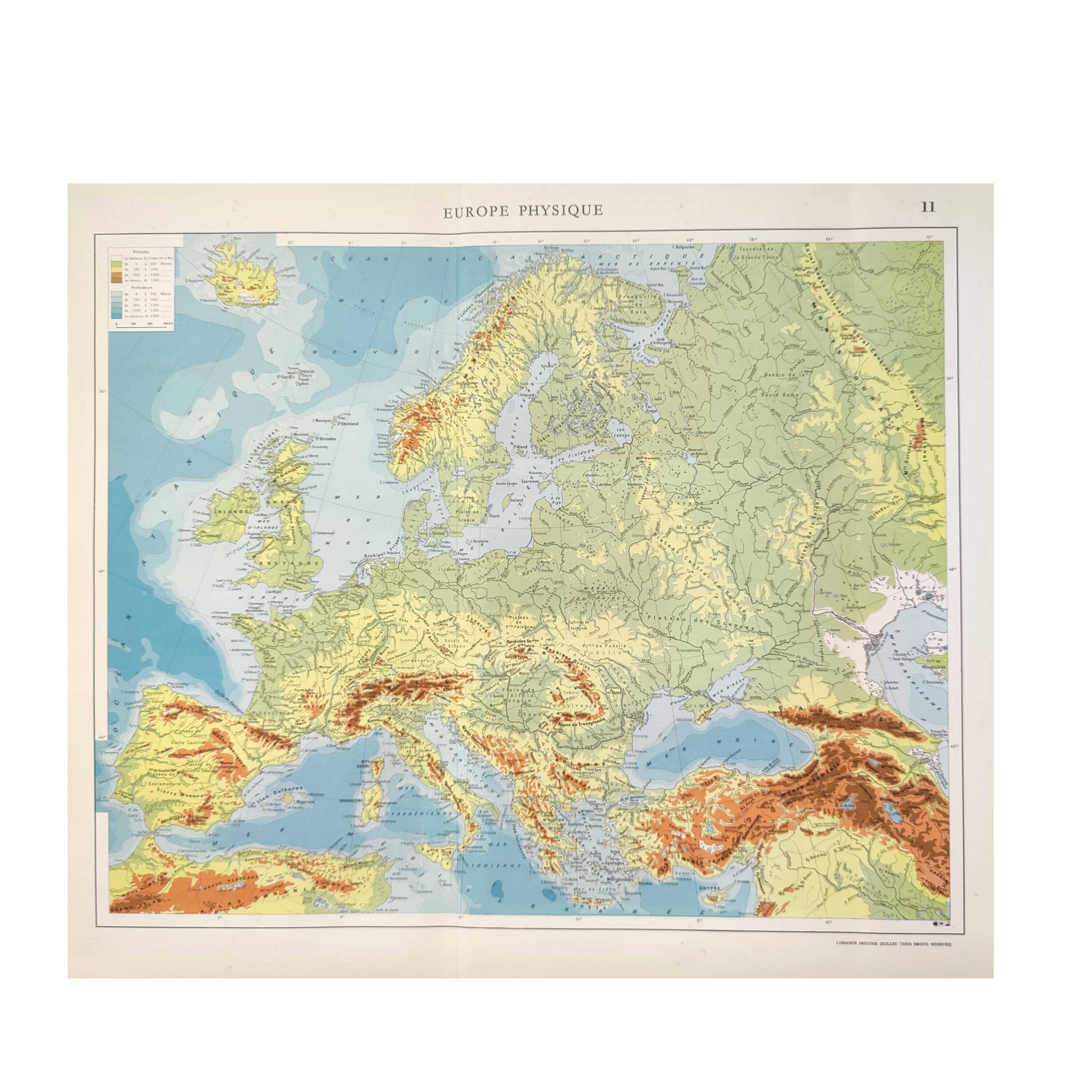 Vintage map of Europe, 1950