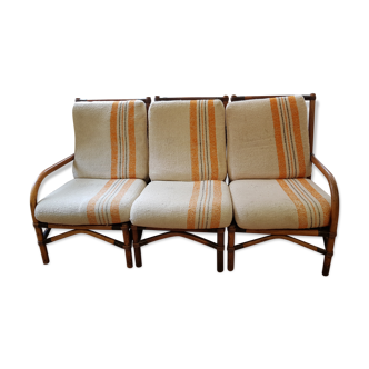 Banquette rotin divisable