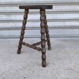 Turned wooden tripod stool