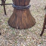 Maugrion rattan table and its 4 chairs