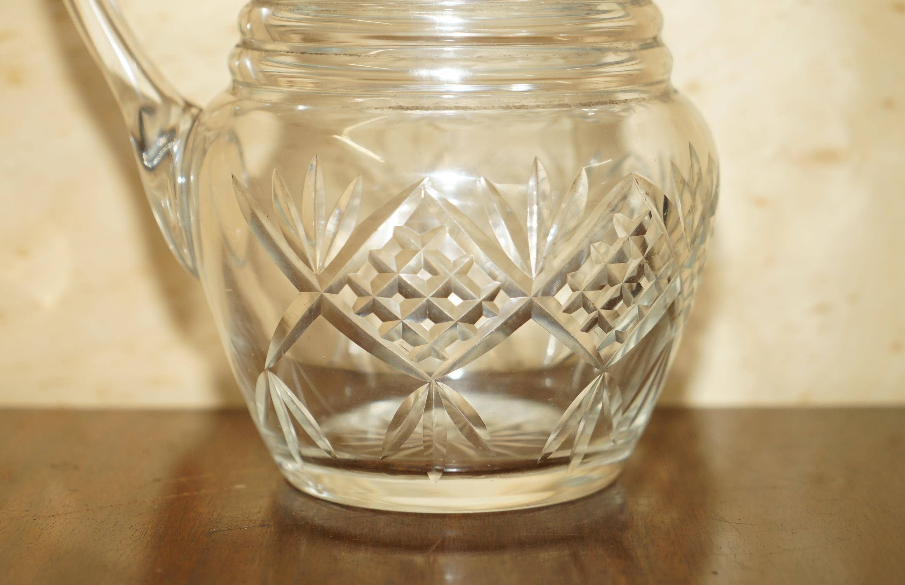 Vintage pair of cut glass Art Deco decanters circa 1930.