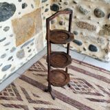 Foldable vintage exotic wood side shelf