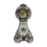 Vintage table clock, earthenware, Rouen décor