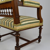 Neo-Renaissance walnut armchair with lion heads, circa 1880