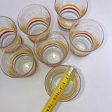 Lot de 7 verres tricolores ancien