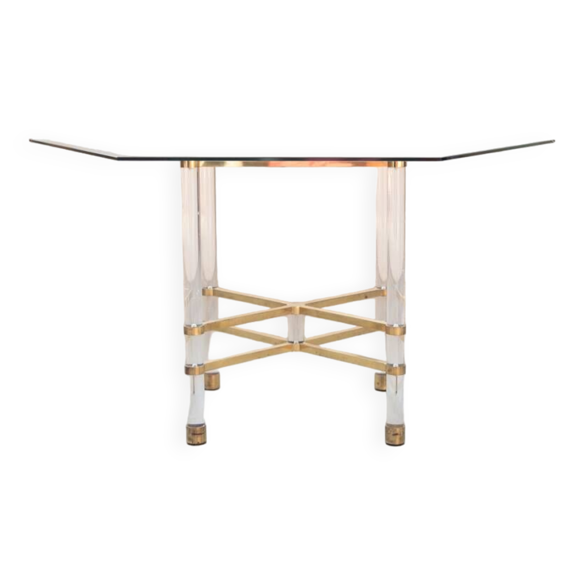 Hexagonal glass table by Sandro Petti, for Angolometallarte, 1970