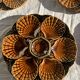Set of 12 oyster or shell plates in glazed brown ceramic D