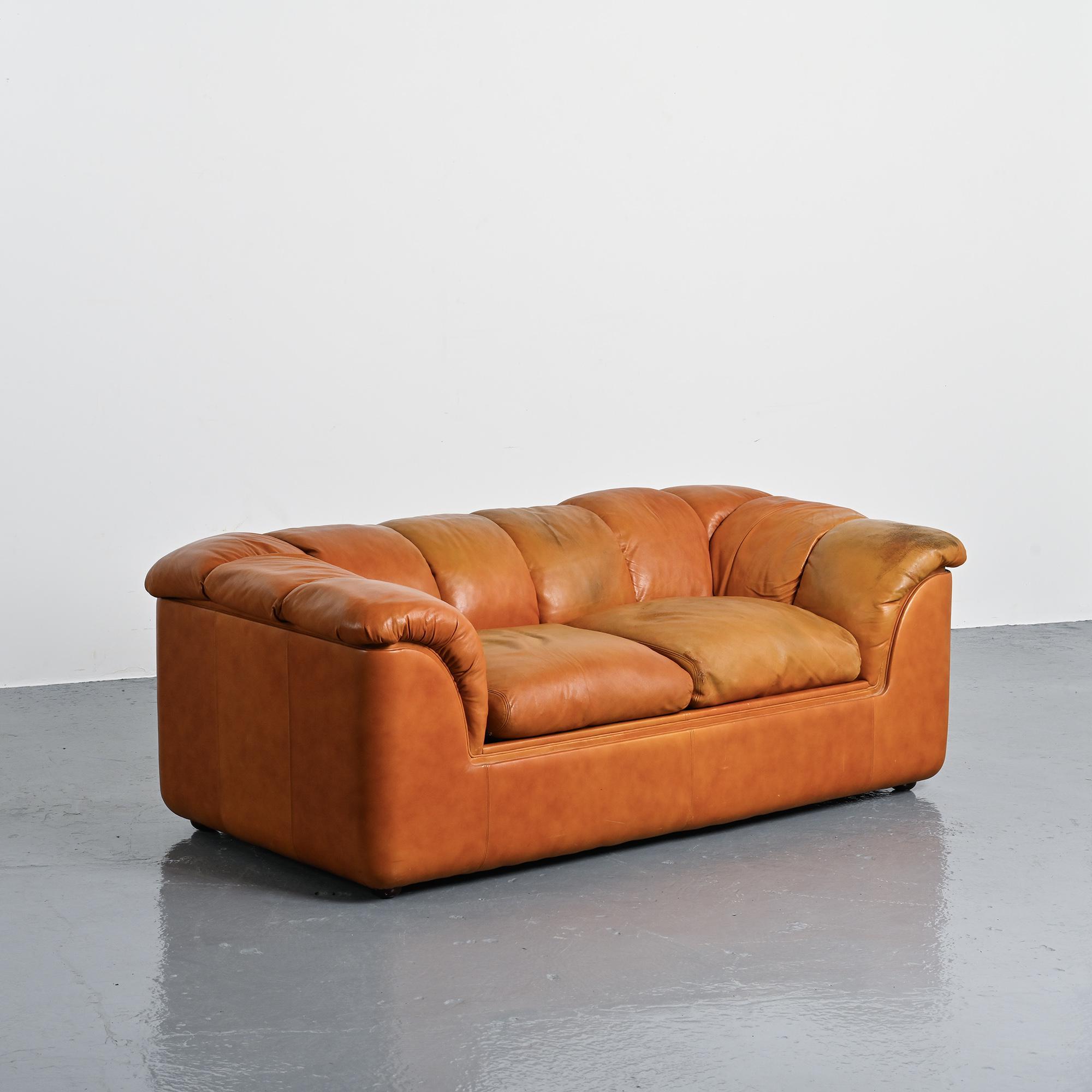 Cocker leather sofa, Bresciani, Poltrona Frau, around 1975